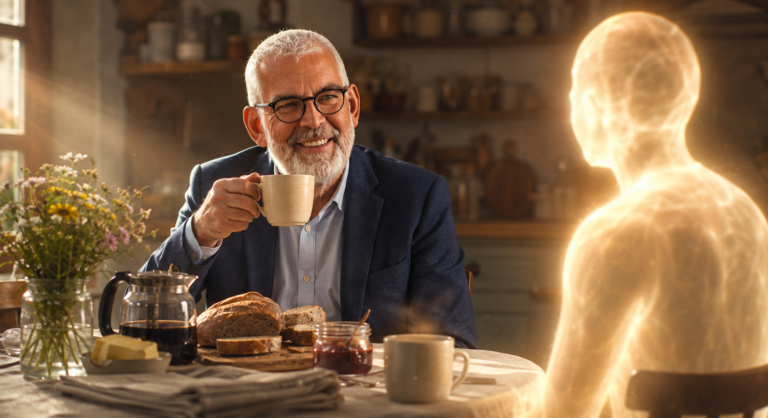 Zwei Tassen Kaffee. Einer trinkt nicht.